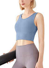 Load image into Gallery viewer, High Neck Sports Bra for Women Longline Low Back Sports Bras Medium Impact Padded Workout Crop Tops for Yoga Gym
