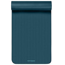 Load image into Gallery viewer, Retrospec Solana Yoga Mat 1" Thick w/Nylon Strap for Men &amp; Women - Non Slip Exercise Mat for Home Yoga, Pilates, Stretching, Floor &amp; Fitness Workouts - Ocean Blue
