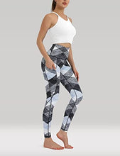 Load image into Gallery viewer, ODODOS Women's High Waisted Pattern Leggings with Pockets, Tummy Control Non See Through Athletic Workout Running Yoga Legging Pants, SketchedChevronSkyBlue, Large
