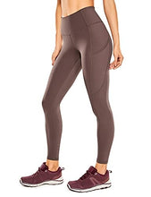 Load image into Gallery viewer, CRZ YOGA Women's Naked Feeling Workout Leggings 25 Inches - High Waisted Yoga Pants with Side Pockets Purple Taupe
