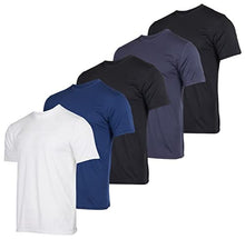 Load image into Gallery viewer, Men's Quick Dry Fit Dri-Fit Short Sleeve Active Wear Training Athletic Essentials Crew T-Shirt Fitness Gym Wicking Tee Workout Casual Sports Running Tennis Exercise Undershirt Top - 5 Pack,Set 4-S
