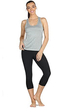 Load image into Gallery viewer, icyzone Workout Tank Tops for Women - Racerback Athletic Yoga Tops, Running Exercise Gym Shirts(Pack of 3)(L, Black/Granite/Blue)
