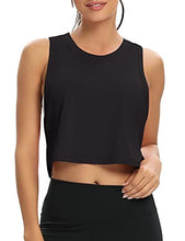 Load image into Gallery viewer, MTIONUG Womens Workout Crop Tops Gym Loose Sleeveless Sport Muscle Open Side Tank Tops for Women Yoga Athletic Shirts Black M
