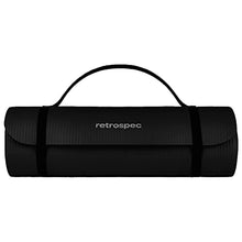 Load image into Gallery viewer, Retrospec Solana Yoga Mat 1" Thick w/Nylon Strap for Men &amp; Women - Non Slip Exercise Mat for Home Yoga, Pilates, Stretching, Floor &amp; Fitness Workouts - Black
