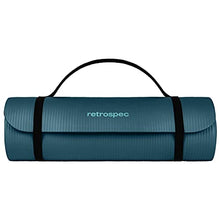Load image into Gallery viewer, Retrospec Solana Yoga Mat 1" Thick w/Nylon Strap for Men &amp; Women - Non Slip Exercise Mat for Home Yoga, Pilates, Stretching, Floor &amp; Fitness Workouts - Ocean Blue
