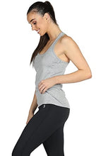 Load image into Gallery viewer, icyzone Workout Tank Tops for Women - Racerback Athletic Yoga Tops, Running Exercise Gym Shirts(Pack of 3)(L, Black/Granite/Blue)
