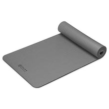 Load image into Gallery viewer, Gaiam Essentials Thick Yoga Mat Fitness &amp; Exercise Mat with Easy-Cinch Carrier Strap, Grey, 72"L X 24"W X 2/5 Inch Thick
