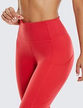 Load image into Gallery viewer, CRZ YOGA Women's Naked Feeling Workout Leggings 25 Inches - High Waisted Yoga Pants with Side Pockets Crimson
