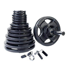 Load image into Gallery viewer, 400lb. Rubber Grip Olympic Weight Set with 7ft. Olympic bar and collars - The Home Fitness Corp
