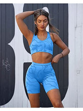 Load image into Gallery viewer, GXIN Women's Workout 2 Piece Outfits High Waist Running Shorts Seamless Gym Yoga Sports Bra Blue

