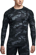 Load image into Gallery viewer, ATHLIO Men's UPF 50+ Long Sleeve Compression Shirts, Water Sports Rash Guard Base Layer, Athletic Workout Shirt, 3pack Camo Black/Navy/Neon
