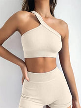 Load image into Gallery viewer, OQQ Workout Outfits for Women 2 Piece Seamless Ribbed High Waist Leggings with Sports Bra Exercise Set Beige5
