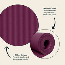Load image into Gallery viewer, Retrospec Solana Yoga Mat 1" Thick w/Nylon Strap for Men &amp; Women - Non Slip Exercise Mat for Home Yoga, Pilates, Stretching, Floor &amp; Fitness Workouts - Boysenberry
