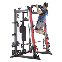 Load image into Gallery viewer, Marcy Smith Machine Cage System Home Gym Multifunction Rack, Customizable Training Station SM-4033, Red
