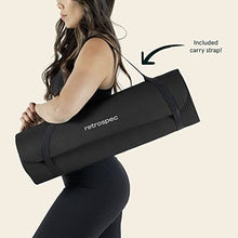 Load image into Gallery viewer, Retrospec Solana Yoga Mat 1" Thick w/Nylon Strap for Men &amp; Women - Non Slip Exercise Mat for Home Yoga, Pilates, Stretching, Floor &amp; Fitness Workouts - Black
