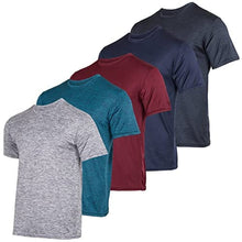 Load image into Gallery viewer, Men's Quick Dry Fit Dri-Fit Short Sleeve Active Wear Training Athletic Essentials Crew T-Shirt Fitness Gym Wicking Tee Workout Casual Sports Running Tennis Exercise Undershirt Top - 5 Pack,Set 1-M
