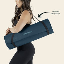 Load image into Gallery viewer, Retrospec Solana Yoga Mat 1" Thick w/Nylon Strap for Men &amp; Women - Non Slip Exercise Mat for Home Yoga, Pilates, Stretching, Floor &amp; Fitness Workouts - Ocean Blue
