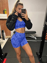 Load image into Gallery viewer, GXIN Women's Workout 2 Piece Outfits High Waist Running Shorts Seamless Gym Yoga Sports Bra Darkblue

