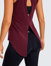 Load image into Gallery viewer, CRZ YOGA Women's Pima Cotton Workout Tank Tops Tie Back Sleeveless Shirts Yoga Athletic Open Back Sport Gym Tops Berry Heather Medium
