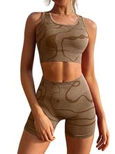 Load image into Gallery viewer, GXIN Women's Workout 2 Piece Outfits High Waist Running Shorts Seamless Gym Yoga Sports Bra Darkkhaki
