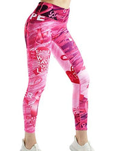 Load image into Gallery viewer, COOLOMG Women's Yoga Pants Printed Leggings Workout Running Tights with Side Pockets Pink S
