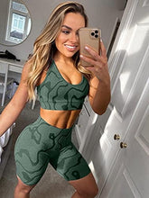 Load image into Gallery viewer, GXIN Women's Workout 2 Piece Outfits High Waist Running Shorts Seamless Gym Yoga Sports Bra Darkgreen
