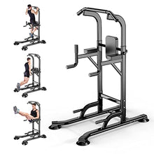 Load image into Gallery viewer, Power Tower Adjustable Height Pull Up &amp; Dip Station Multi-Function Home Strength Training Fitness Workout Station for Home Gym
