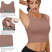 Load image into Gallery viewer, High Neck Sports Bra for Women Longline Full Coverage Sports Bras Medium Impact Padded Workout Crop Tops for Yoga Gym
