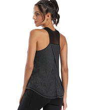 Load image into Gallery viewer, Aeuui Workout Tops for Women Mesh Racerback Tank Yoga Shirts Gym Clothes Black
