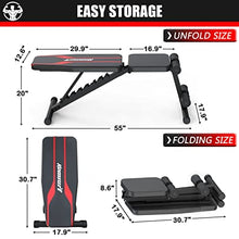 Load image into Gallery viewer, KOMSURF Weight Bench, Adjustable Workout Bench, Exercise Bench Press for Home Gym, Foldable Equipment Body Gym System, Strength Training Bench for Full Body Workout
