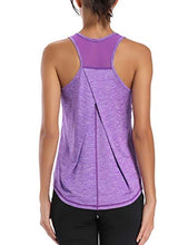 Load image into Gallery viewer, Aeuui Workout Tops for Women Mesh Racerback Tank Yoga Shirts Gym Clothes Purple
