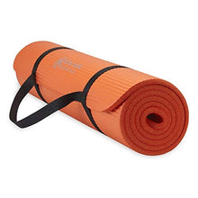 Load image into Gallery viewer, Gaiam Essentials Thick Yoga Mat Fitness &amp; Exercise Mat with Easy-Cinch Carrier Strap, Orange, 72""L X 24""W X 2/5 Inch Thick-10mm
