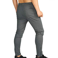 Load image into Gallery viewer, BROKIG Mens Zip Joggers Pants - Casual Gym Fitness Trousers Comfortable Tracksuit Slim Fit Bottoms Sweatpants with Pockets (Dark Grey)
