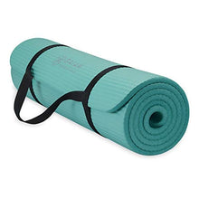 Load image into Gallery viewer, Gaiam Essentials Thick Yoga Mat Fitness &amp; Exercise Mat With Easy-Cinch Carrier Strap, Teal, 72"L X 24"W X 2/5 Inch Thick
