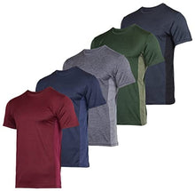 Load image into Gallery viewer, Men's Quick Dry Fit Dri-Fit Short Sleeve Active Wear Training Athletic Essentials Crew T-Shirt Fitness Gym Wicking Tee Workout Casual Sports Running Tennis Exercise Undershirt Top - 5 Pack,-Set 12,S
