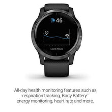 Load image into Gallery viewer, Garmin Vivoactive 4, GPS Smartwatch, Features Music, Body Energy Monitoring, Animated Workouts, Pulse Ox Sensors and More, Black
