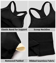 Load image into Gallery viewer, ATTRACO Women Black Workout Cropped Tops with Built in Bra Ribbed Tank Tops Slim Fit
