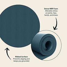 Load image into Gallery viewer, Retrospec Solana Yoga Mat 1" Thick w/Nylon Strap for Men &amp; Women - Non Slip Exercise Mat for Home Yoga, Pilates, Stretching, Floor &amp; Fitness Workouts - Ocean Blue
