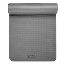 Load image into Gallery viewer, Gaiam Essentials Thick Yoga Mat Fitness &amp; Exercise Mat with Easy-Cinch Carrier Strap, Grey, 72"L X 24"W X 2/5 Inch Thick
