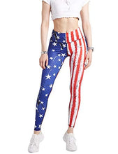 Load image into Gallery viewer, COOLOMG Women's Yoga Long Pants Compression Drawstring Running Tights Non See-Through Leggings USA Flag Adults X-Small(Youth Large)
