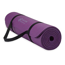 Load image into Gallery viewer, Gaiam Essentials Thick Yoga Mat Fitness &amp; Exercise Mat with Easy-Cinch Carrier Strap, Purple, 72"L X 24"W X 2/5 Inch Thick
