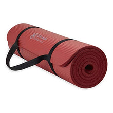 Load image into Gallery viewer, Gaiam Essentials Thick Yoga Mat Fitness &amp; Exercise Mat with Easy-Cinch Carrier Strap, Red, 72"L X 24"W X 2/5 Inch Thick
