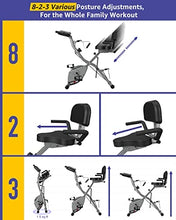 Load image into Gallery viewer, Barwing 16-8-2-3 Stationary Spin Exercise Bike for Home | 4 IN 1 Foldable Indoor Workout Cycling Bike for Seniors| 300 LB Capacity | More Magnetic Resistance Seat Backrest Adjustments | Value Gift for Seniors

