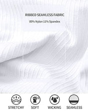 Load image into Gallery viewer, ATTRACO Women's Seamless Workout Crop Top Ribbed Yoga Racerback Built in Bra Tank White
