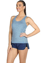 Load image into Gallery viewer, icyzone Workout Tank Tops for Women - Racerback Athletic Yoga Tops, Running Exercise Gym Shirts(Pack of 3)(L, Black/Granite/Blue)
