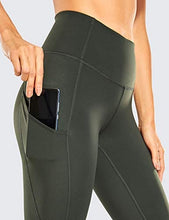 Load image into Gallery viewer, CRZ YOGA Women's Naked Feeling Workout Leggings 25 Inches - High Waisted Yoga Pants with Side Pockets Grey Olive
