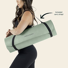 Load image into Gallery viewer, Retrospec Solana Yoga Mat 1" Thick w/Nylon Strap for Men &amp; Women - Non Slip Exercise Mat for Home Yoga, Pilates, Stretching, Floor &amp; Fitness Workouts - Sage
