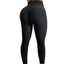 Load image into Gallery viewer, FSIGOM Women's High WAIS Yoga Pants Workout Soft Tights Fitness Printed Tummy Control Leggings (Black, S)
