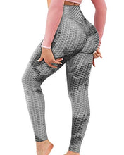 Load image into Gallery viewer, AIMILIA Butt Lifting Anti Cellulite Leggings for Women High Waisted Yoga Pants Workout Tummy Control Sport Tights - Z-dye-gray-black
