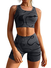 Load image into Gallery viewer, GXIN Women's Workout 2 Piece Outfits High Waist Running Shorts Seamless Gym Yoga Sports Bra Grey
